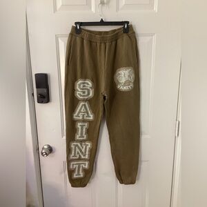 Saint Vanity Men's Brown Joggers with Bold Lettering